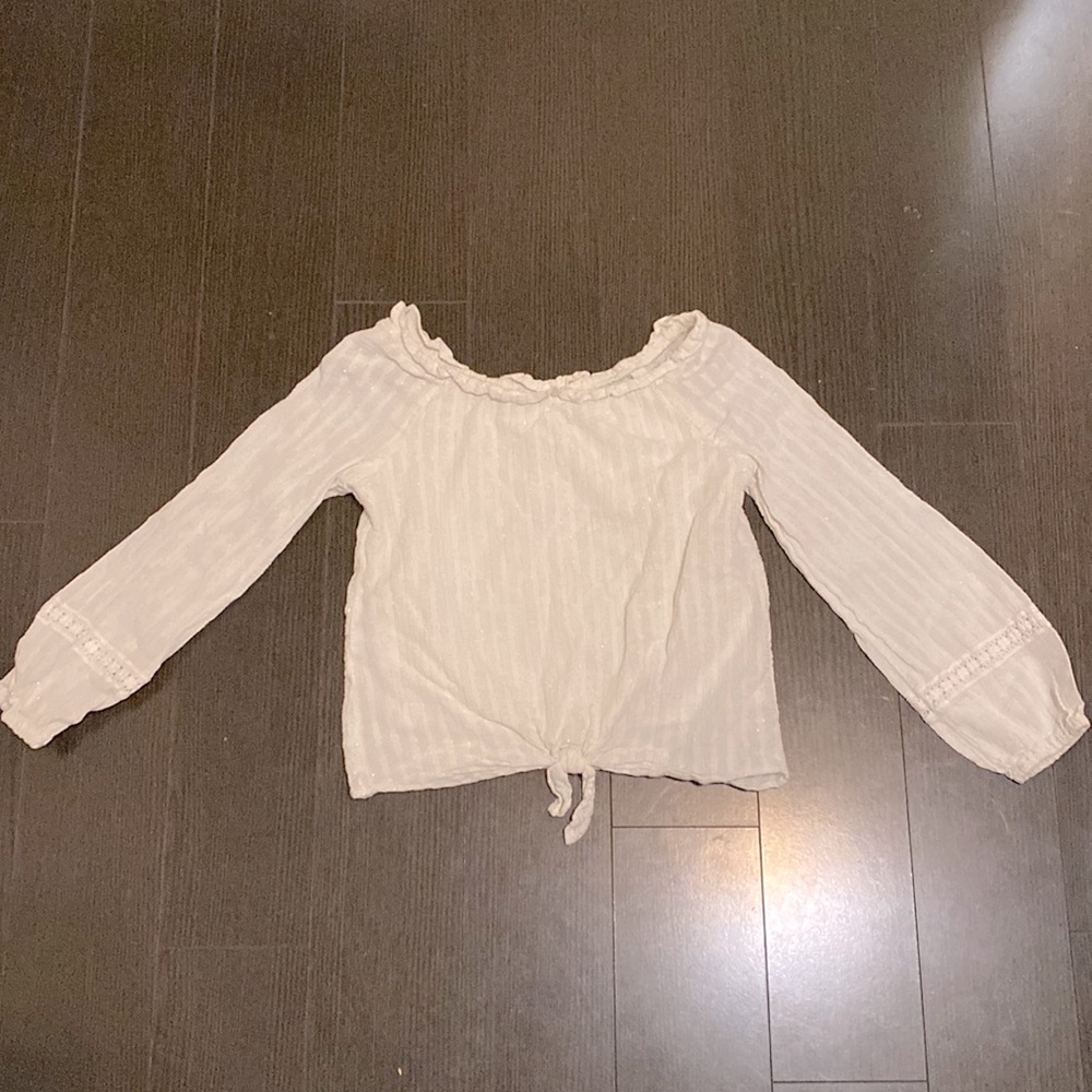 Target Art Class | Girls White Flowy Long Sleeve Tie Front Blouse